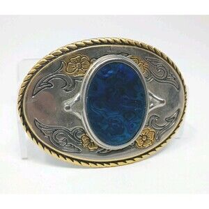 Giant Country Western Silver & Turquoise Belt Buckle 6\